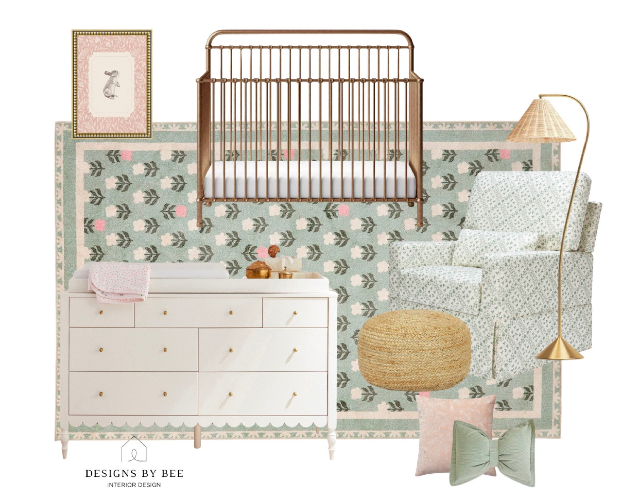 Girl nursery, baby nursery, green nursery, baby room, green baby room, green rug, floral rug, cream area rug, nursery rocking chair, nursery glider, nursery ottoman, girl nurseries, baby girl, green rocking chair, nursery ottoman, nursery inspo, nursery mood board, green crib sheets, pottery barn kids, pottery barn baby, iron brass crib, gold crib, nursery lighting, nursery floor lamp, target lighting, green bow pillow, Caitlin Wilson, swan painting, Etsy art, Etsy painting, swam art.

#LTKBaby #LTKHome #LTKKids

#LTKSaleAlert #LTKStyleTip #LTKFindsUnder100