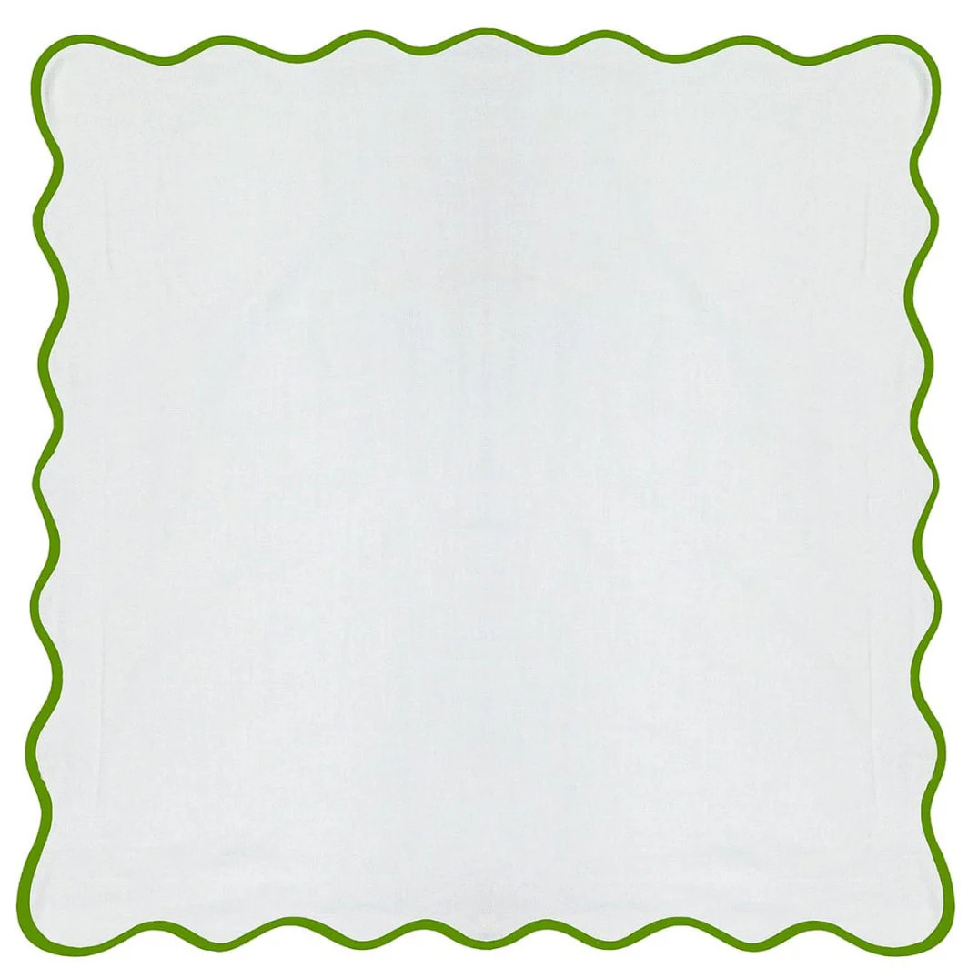 Scalloped Euro Sham, Green/White by Laura Park | Auden & Avery