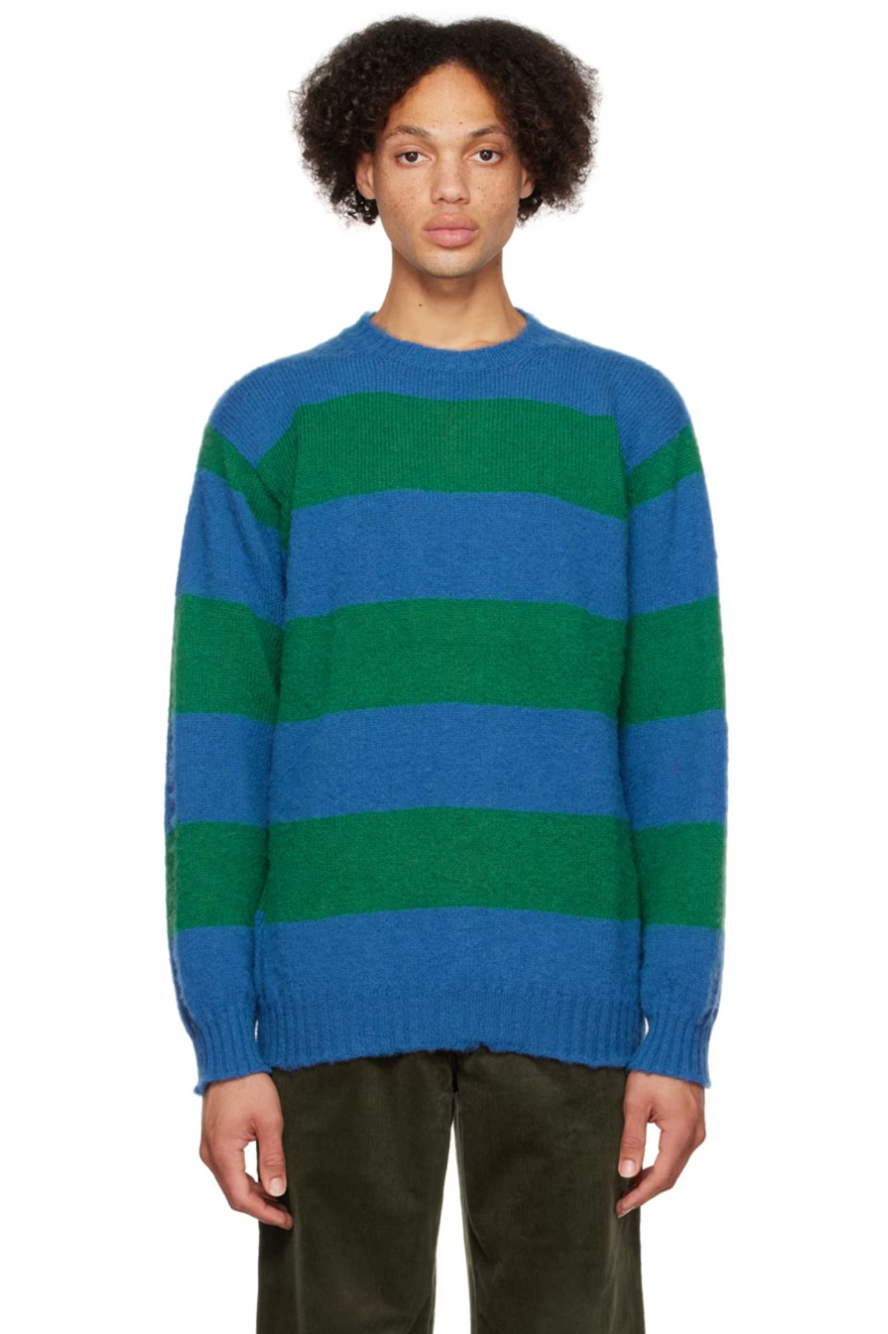 Howlin' - Blue & Green Shaggy Bear Chunky Stripes Sweater | SSENSE