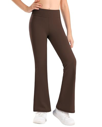 Stelle Girl's Flare Leggings High Waisted Yoga Pants Bootcut Dance Casual Pants Activewear Kids Bell Bottoms(Coffee,M) | Amazon (US)