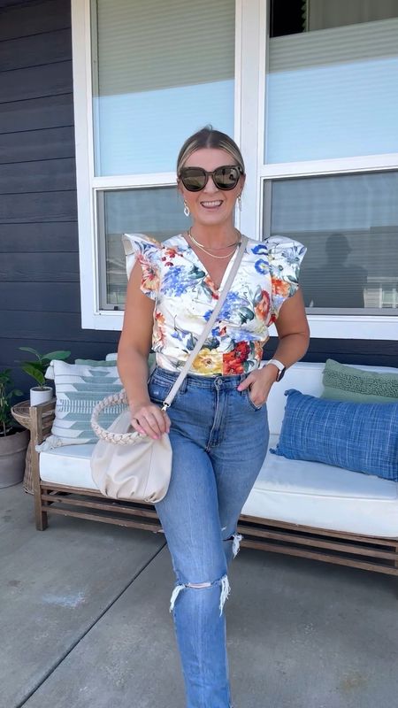 Out n about wearing my favorite jeans and a cute floral top. 

My entire outfit is on sale!

ToP TTS- wearing a small
Jeans TTS- wearing a 27


#LTKunder50 #LTKsalealert #LTKSeasonal