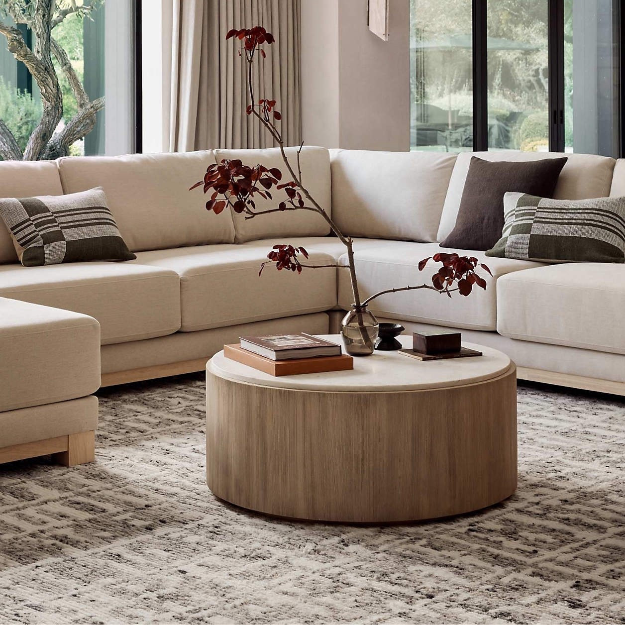 Marble and Natural Pine Wood 56" Round Coffee Table

#LTKHome #LTKStyleTip #LTKSaleAlert