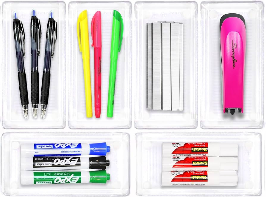Simple Houseware 6 Pack Clear Plastic Drawer Organizers, 3.25"x 6.12" | Amazon (US)