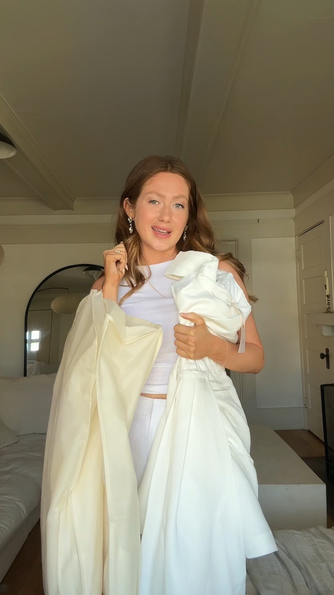 Trying on two options for my wedding after party dress!!  
