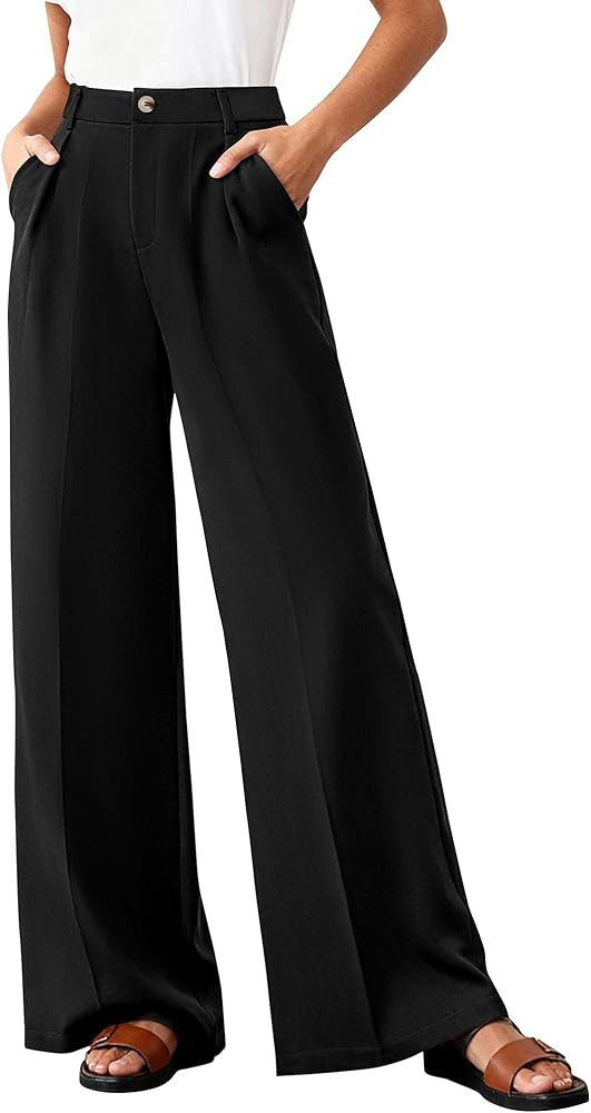 BTFBM Wide Leg Pants Woman 2026 High Waisted Button Business Casual Dressy Trousers Office Work P... | Amazon (US)