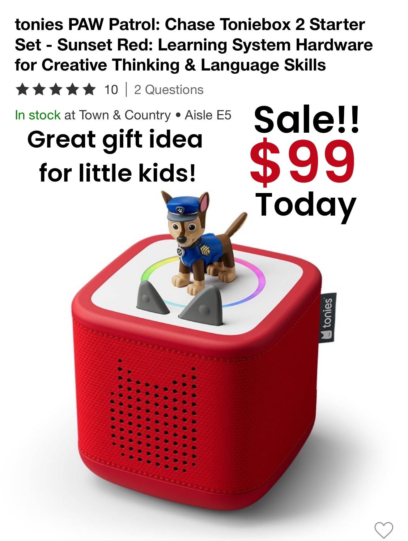 Paw Patrol Tonie it’s on sale for $99 at Target! This is a highly rated gift idea that is perfect for toddlers and kids who enjoy listening to stories and the lovable characters! Grab this last-minute gift before they sell out. Sure the sale will end soon. Also included some other last-minute gift ideas for infants, toddlers, and kids. Toys, games, STEM, ride on toys, outdoor, kids fashion and more! Check out my LTK!
Disney. Paw patrol. Educational. Must haves. Holiday. Christmas  

#LTKGiftGuide #LTKKids #LTKstorytime