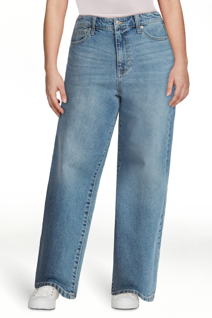 No Boundaries High Rise Baggy Wide Leg Jeans, 32'' Inseam, Women’s and Women's Plus | Walmart (US)