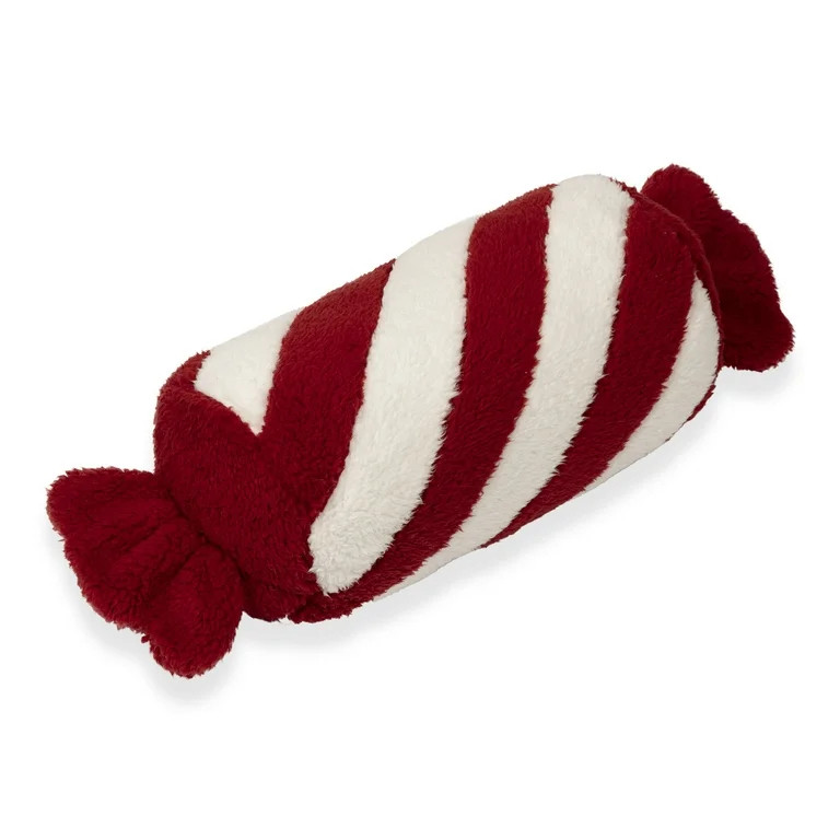 Mainstays Peppermint Shaped Pillow, Bolster, Red and White, 1 per pack | Walmart (US)
