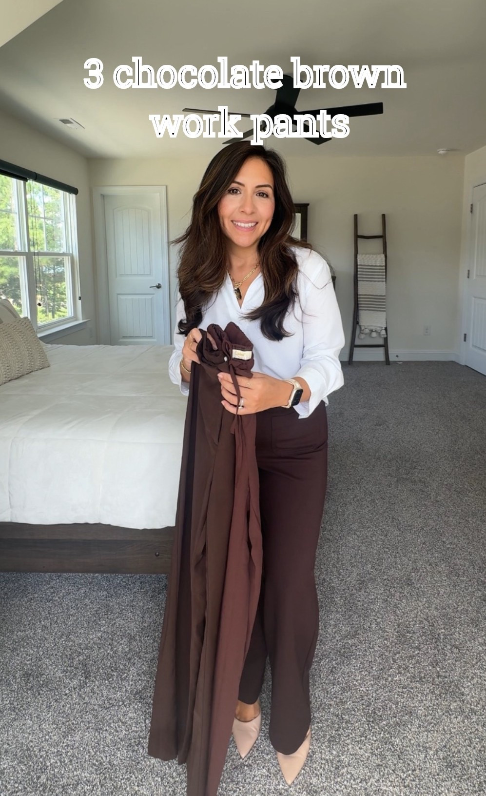 3 of my favorite work pants - all in chocolate brown😍🤎
Sizing info: 
Loft Pants: 6petite
Abercrombie: 6 short 
Amazon Pants: Small 
Aritzia shirt: Small
Amazon short sleeve cardi: M
Loft cardigan: regular S

#LTKWorkwear #LTKPetite #LTKSaleAlert