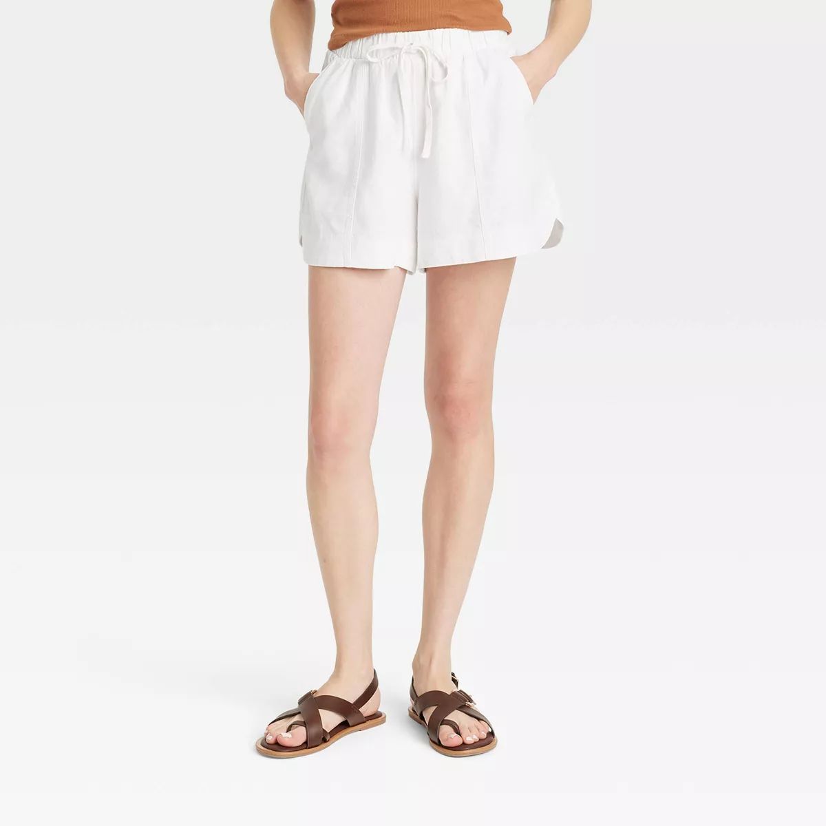 Women's High-Rise Linen Pull-On Shorts - Universal Thread™ White XS | Target