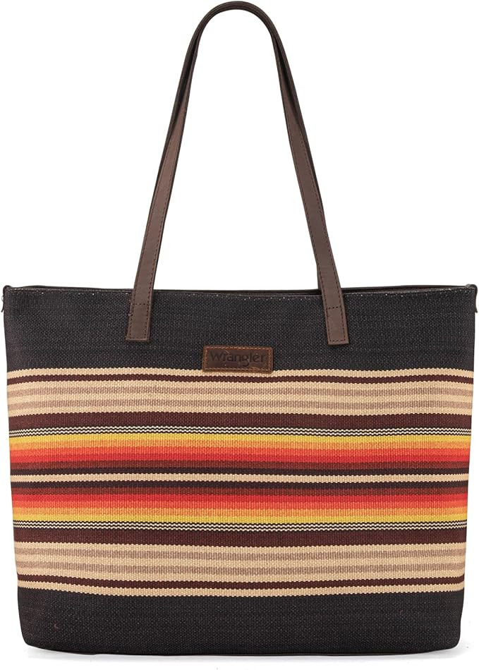 Montana West Wrangler Aztec Print Canvas Tote Bag Capacity Shoulder Bag for Work, Travel & Everyd... | Amazon (US)