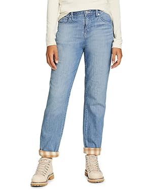 Eddie Bauer Women's Boyfriend Flannel-Lined Jeans | Amazon (US)