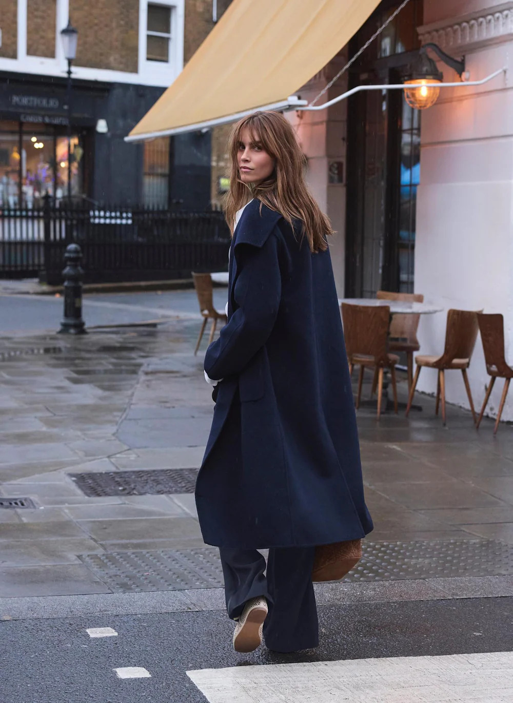 Navy Hand Finished Double Breasted Coat | Mint Velvet