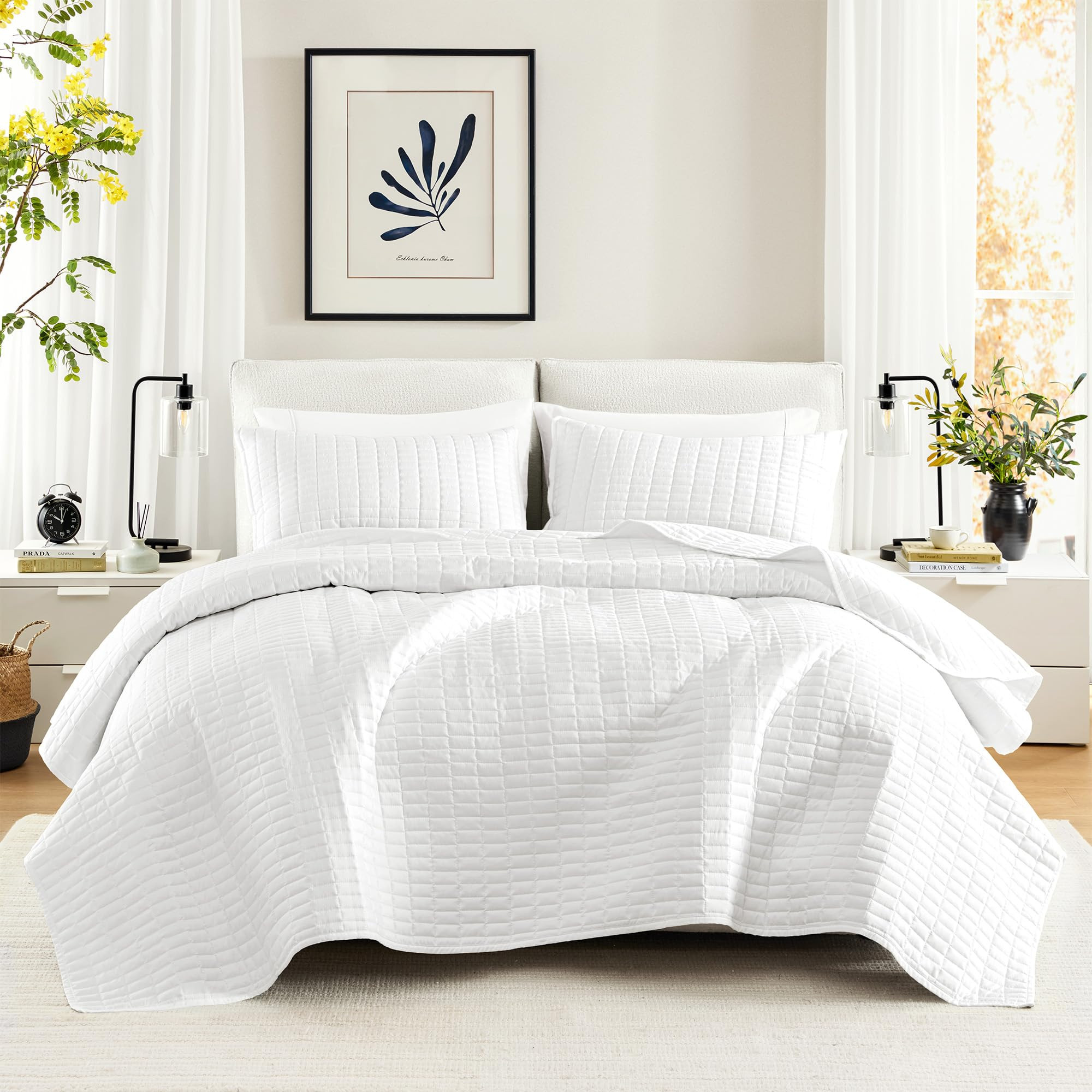 Comfort Spaces Kienna Quilt Set-Luxury Double Sided Stitching Design Summer Blanket, Lightweight,... | Amazon (US)