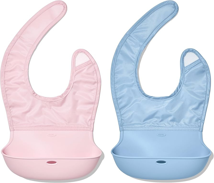 OXO Tot Roll-Up Bib - 2 Pack - Blossom and Dusk | Amazon (US)