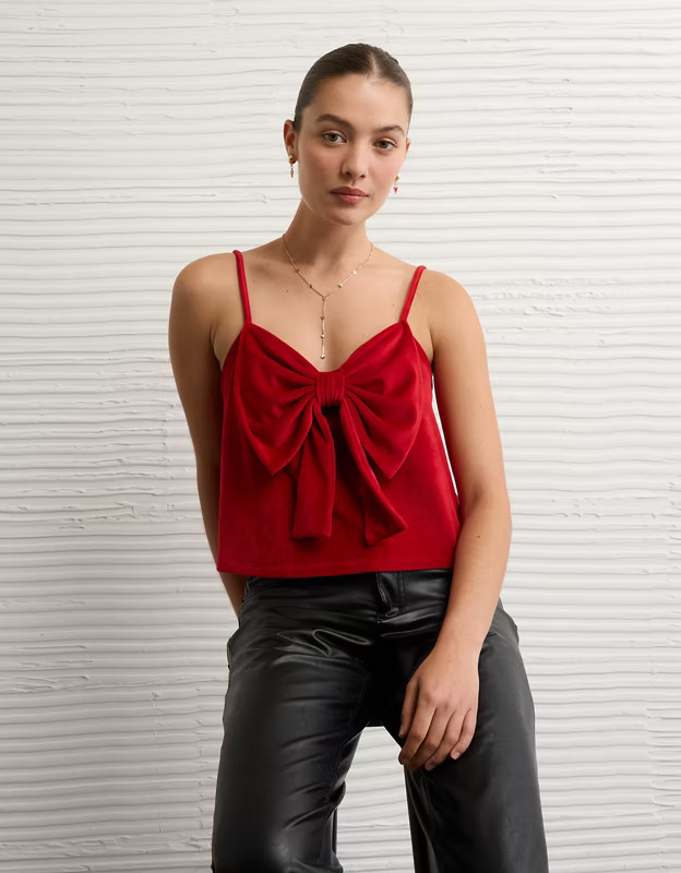 AE Velvet Bow Swing Tank Top | American Eagle Outfitters (US & CA)