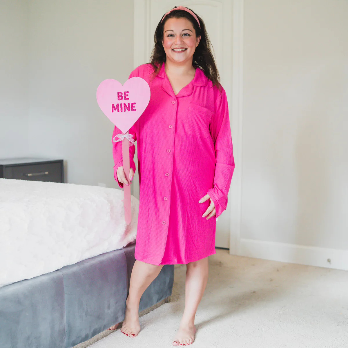 HOT PINK RIB WOMEN’S DREAM GOWN | Dream Big Little Co.