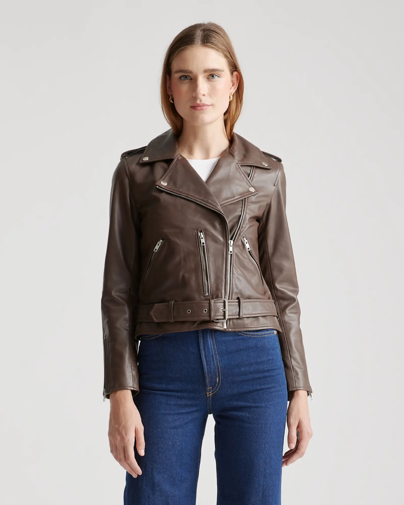 Women's 100% Leather Motorcycle Jacket | Quince