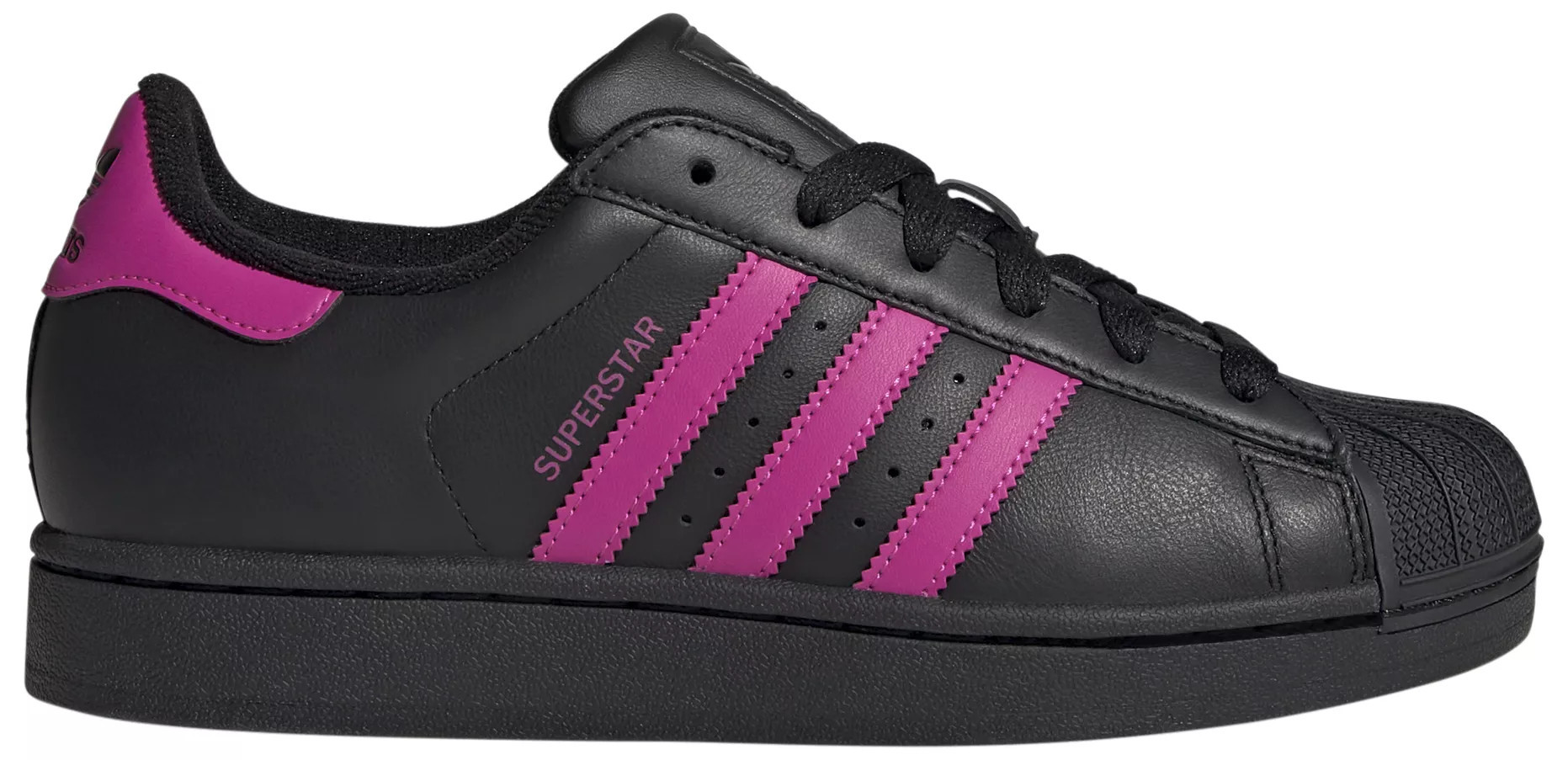 adidas Women's Superstar II Patent Leather Shoes, Size 9.5, Black/Fuschia | DICK'S Sporting Goods