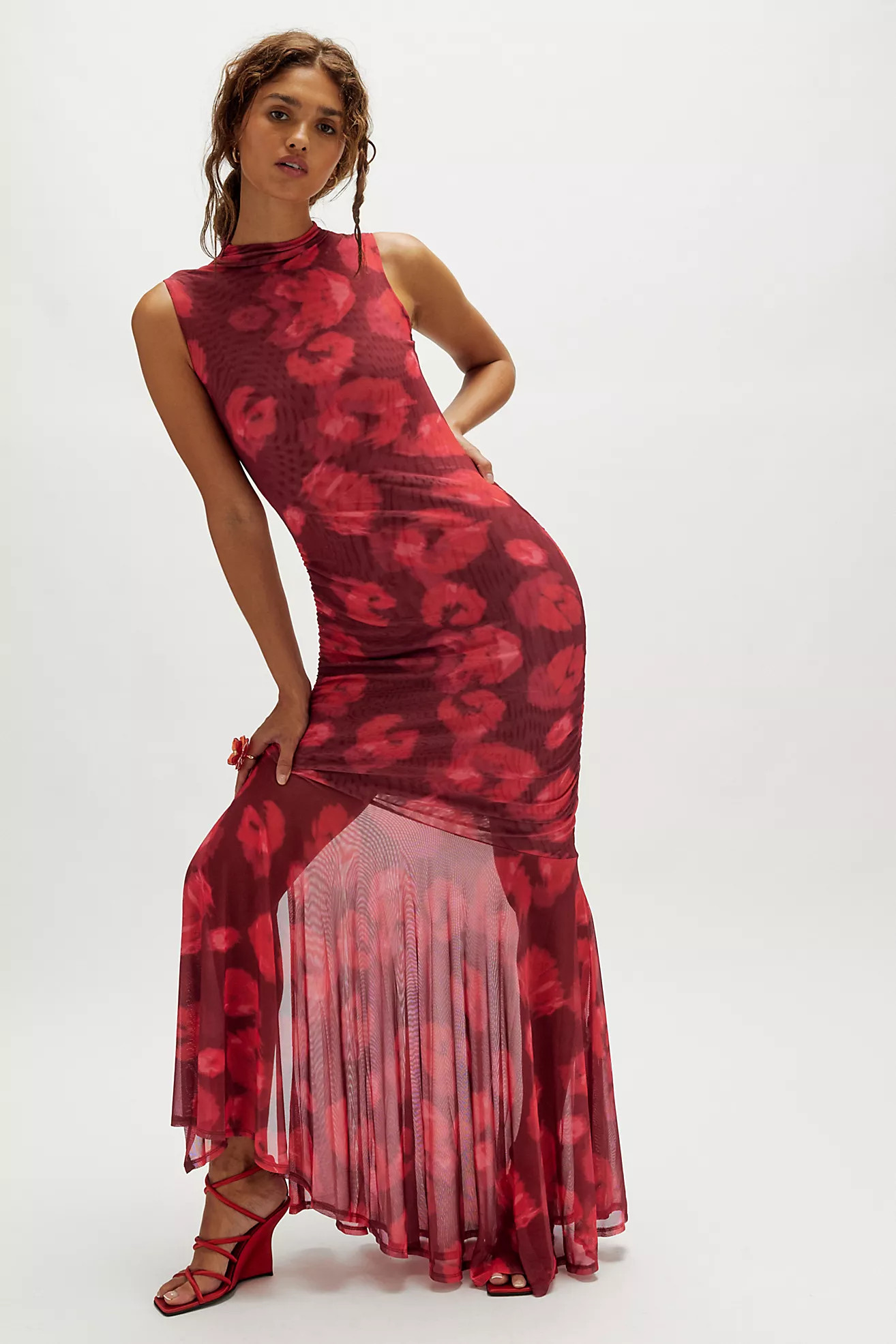 Saemdi Abstract Mesh Tank Maxi Dress | Free People (Global - UK&FR Excluded)
