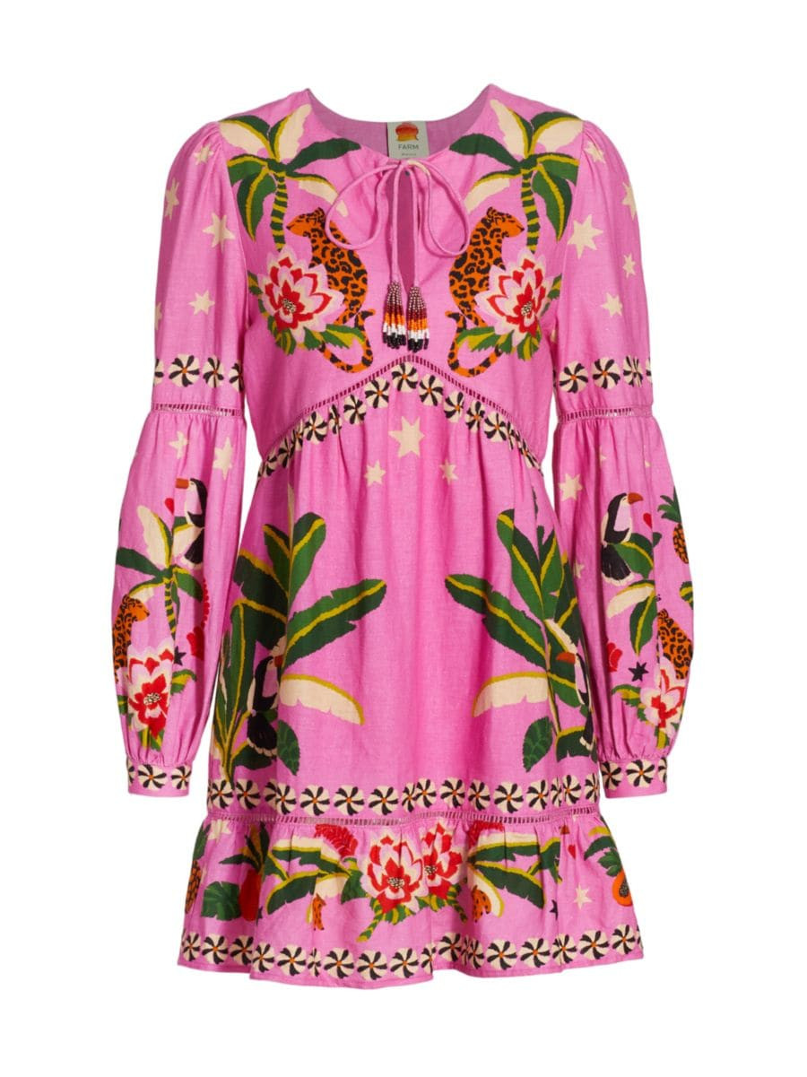 Leopard Forest Tassel Minidress | Saks Fifth Avenue