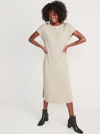 Rib-Knit Midi Shift Dress for Women | Old Navy (US)