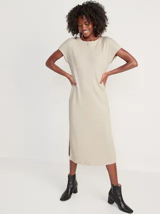 Fitted Rib-Knit Midi Dress for Women | Old Navy (US)