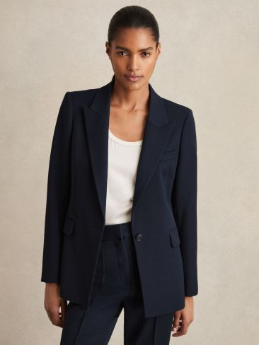 Tailored Single Breasted Suit Blazer in Navy | Reiss UK