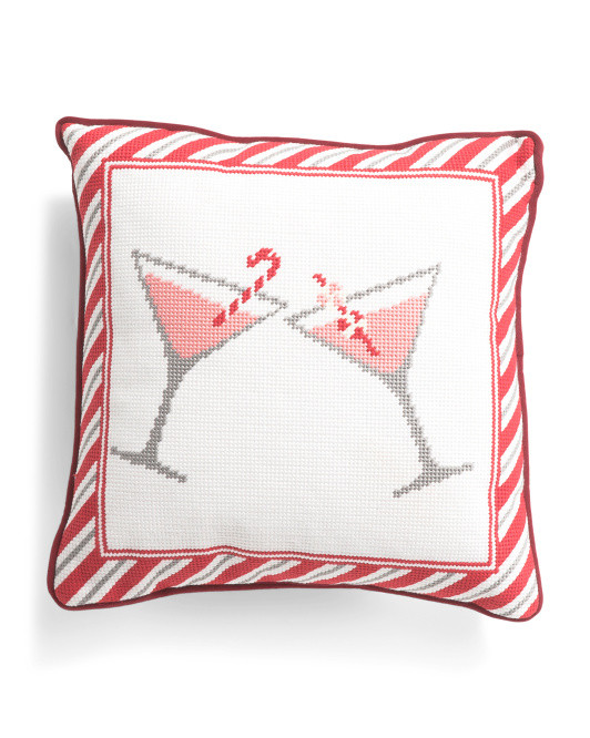 14x14 Jingle And Mingle Martinis Needlepoint Pillow | TJ Maxx