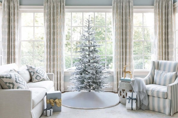 8' King Noble Flock Artificial Christmas Tree with 600 Warm White LED | King of Christmas