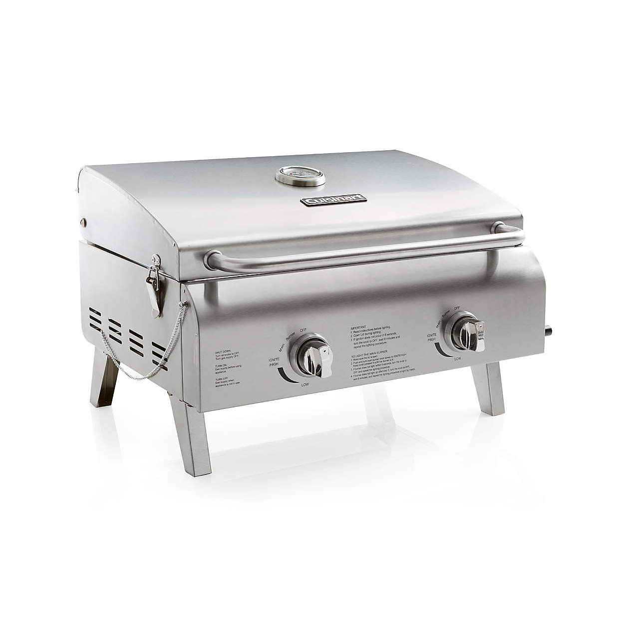 Cuisinart Chef Style Stainless Steel 2-Burner Mini Portable Tabletop Gas Outdoor Grill + Reviews ... | Crate & Barrel