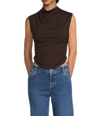 Knit Mock Neck Cap Sleeve Crop Top | Dillard's