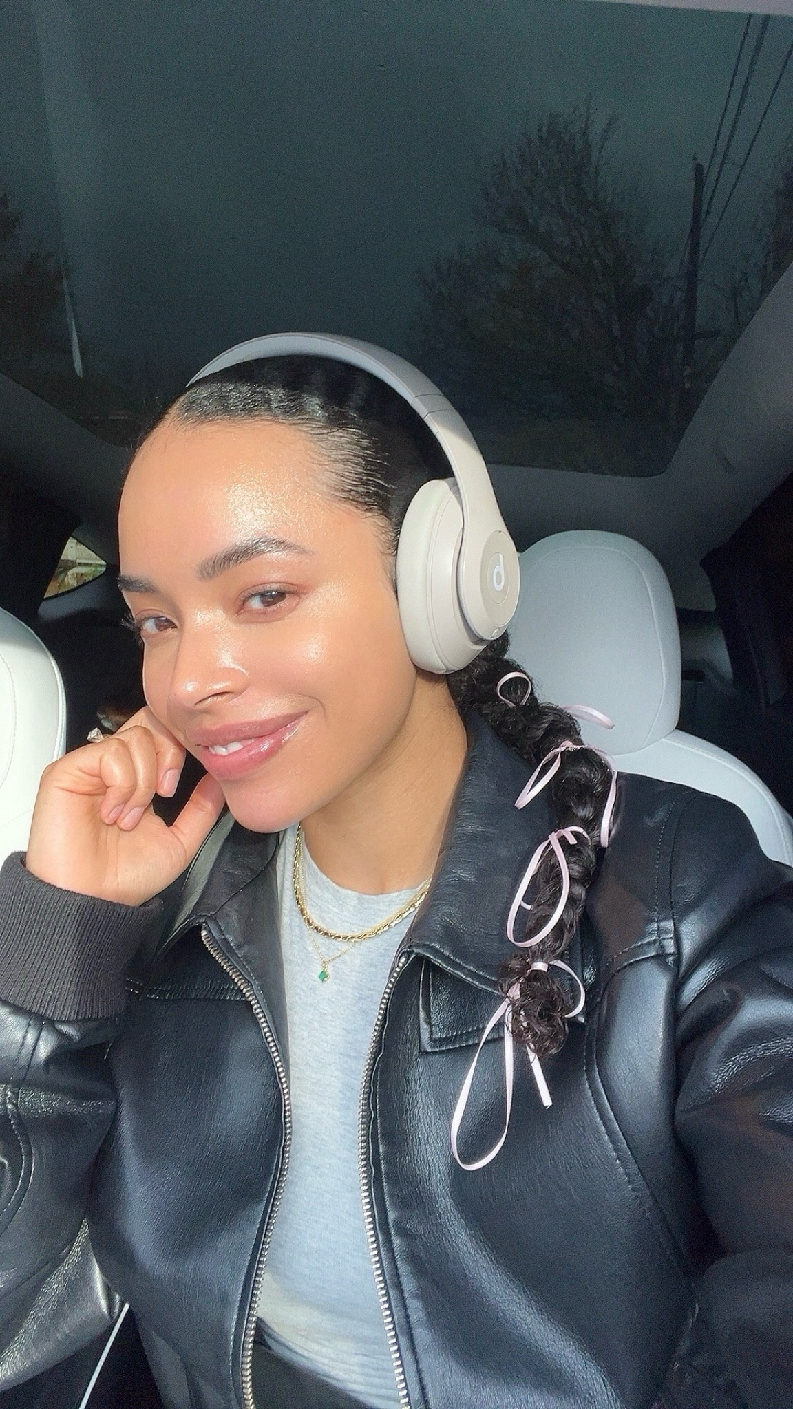 Love this aritzia leather jacket!! 🖤Currently on sale! Also love these beige beat headphones. I use them all the time! Linking all other outfit details below. 

#LTKStyleTip #LTKSaleAlert