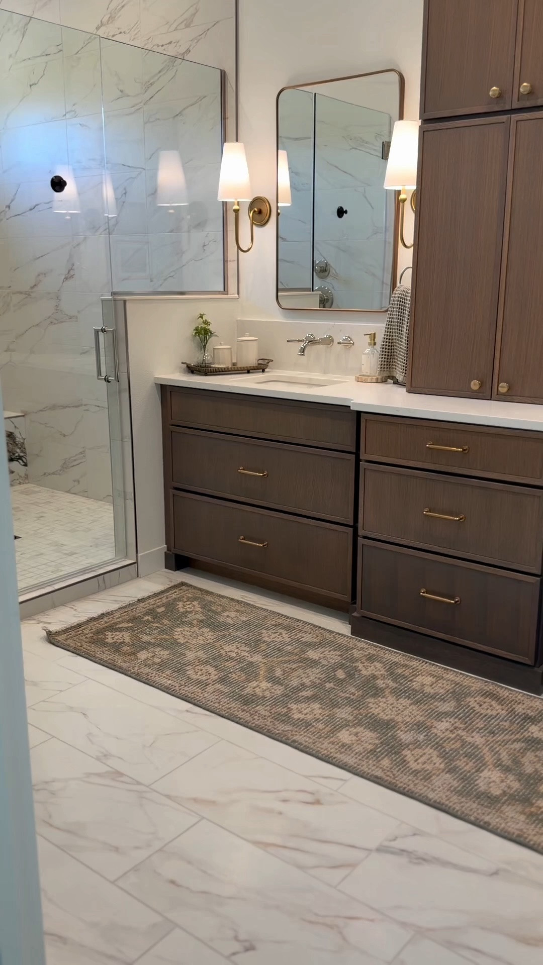 Loving this hand-knotted wool rug in our bathroom from @Quince! The green color is beautiful and I love the pattern. Easy to clean and durable! #QuincePartner

#LTKHome