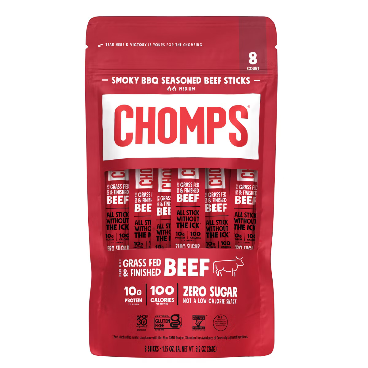Chomps Snack Sticks Smoky BBQ Beef Sticks - 9.2oz/8ct | Target