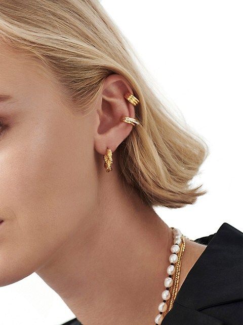Claw 18K-Yellow-Gold Vermeil Twisted Hoop Earrings | Saks Fifth Avenue