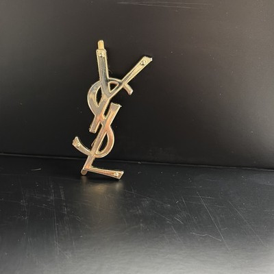 Saint Laurent YSL Metal Logo Brooch Women's Rose Gold-tone 2.75” | eBay UK