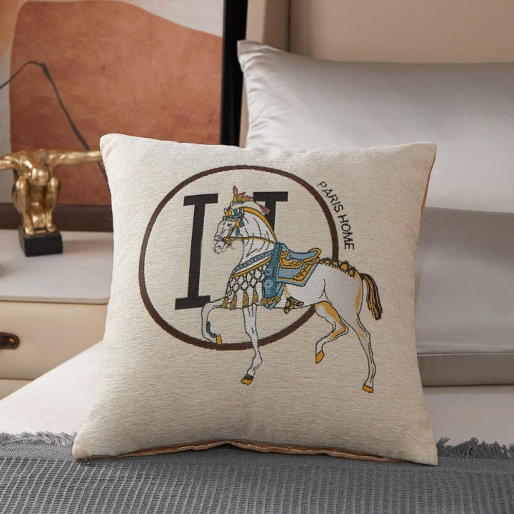 18x18'' inches Throw Pillow Cushion Covers Set Pack of 2 Pcs - Luxury Horse Embroidery Modern Sty... | Amazon (US)