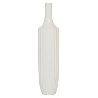 White Stoneware Modern Decorative Vase | The Home Depot