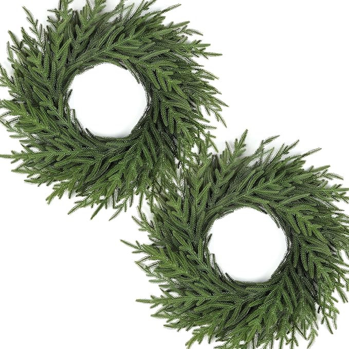 Artgar 26 Inch Pine Wreath - Christmas Wreaths for Front Door - Real Touch Pine Wreath - Large Ar... | Amazon (US)