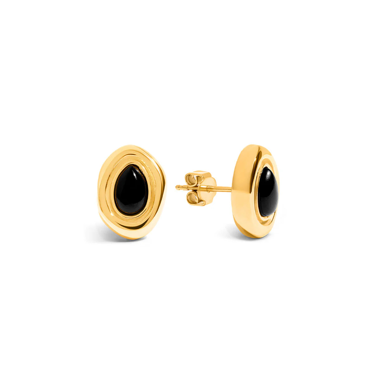Black Onyx Molten Stud Earrings (Gold) | Abbott Lyon
