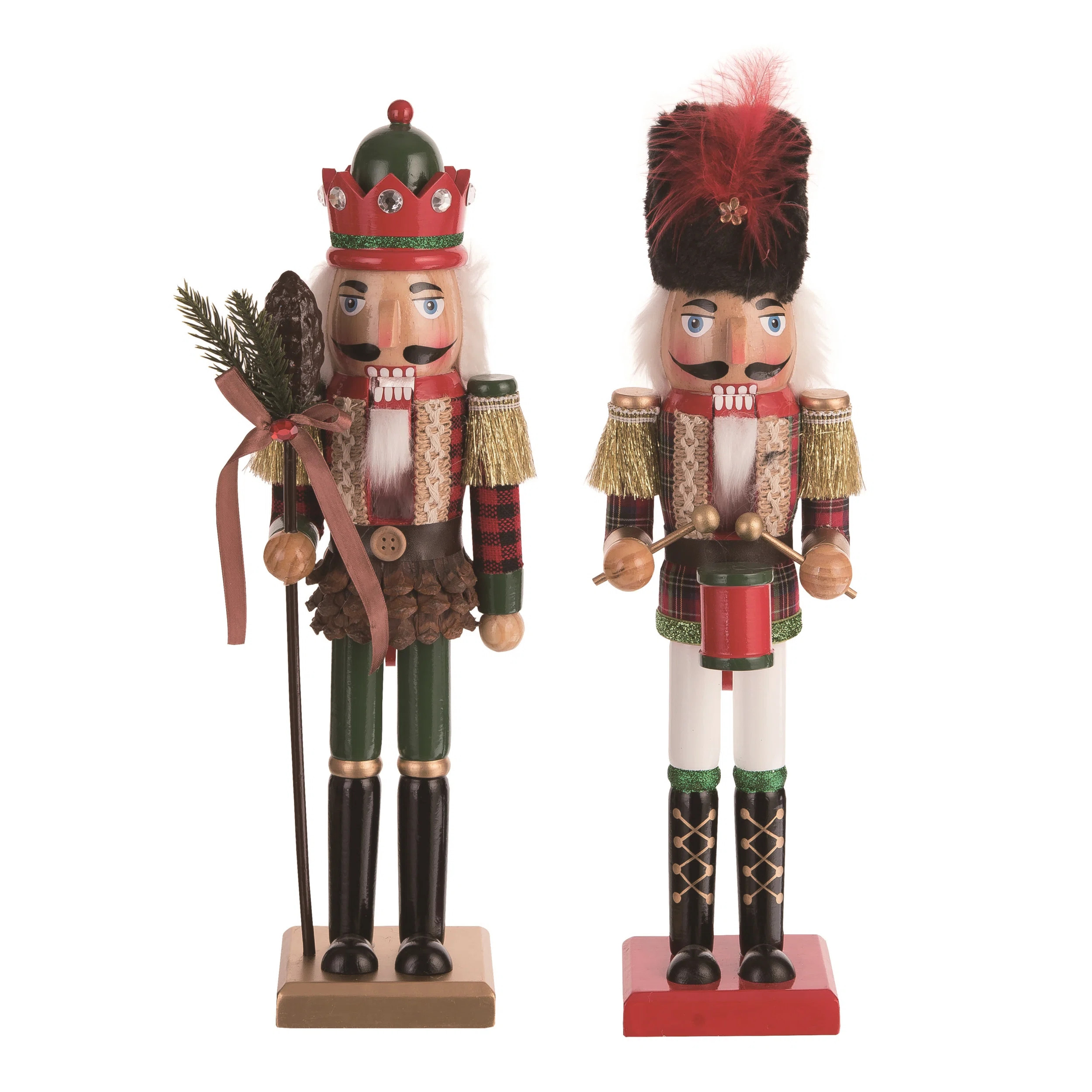 The Holiday Aisle®  Christmas Wood Plaid Nutcracker Figurine Set of 2 Christmas Home Decorations... | Wayfair North America