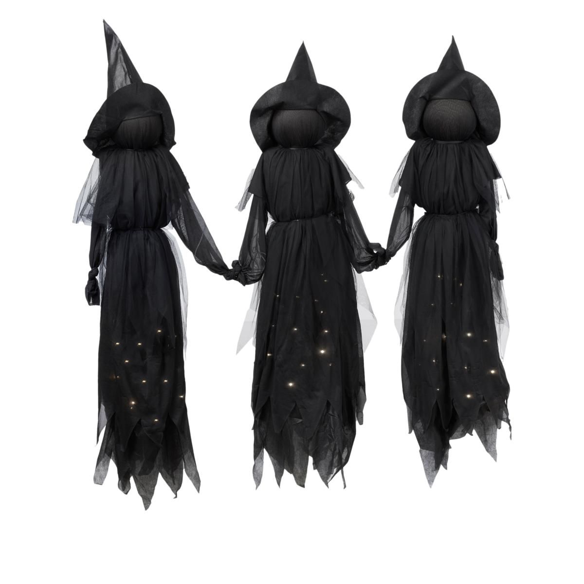 Wind and Weather Halloween LED Witch Stakes with Lit Skirts - Set of 3 - 20405550 | HSN | HSN