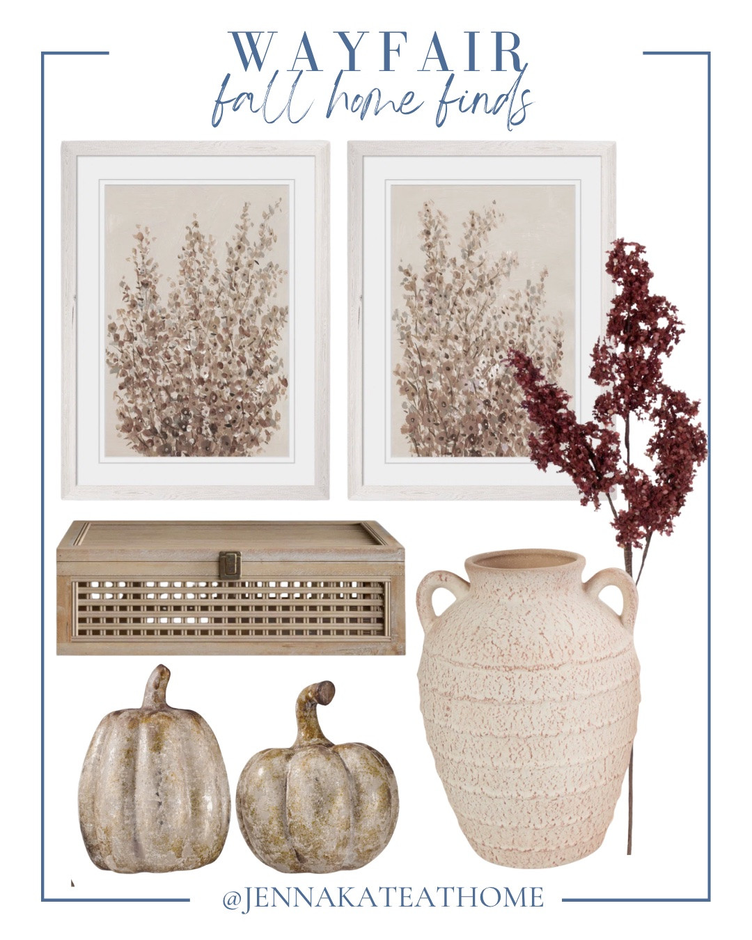 Wayfair fall home includes fall stem, vase, pumpkins, wall art, and decorative box.

Home decor, looks for less, fall home, fall refresh

#LTKHome #LTKSaleAlert #LTKSeasonal