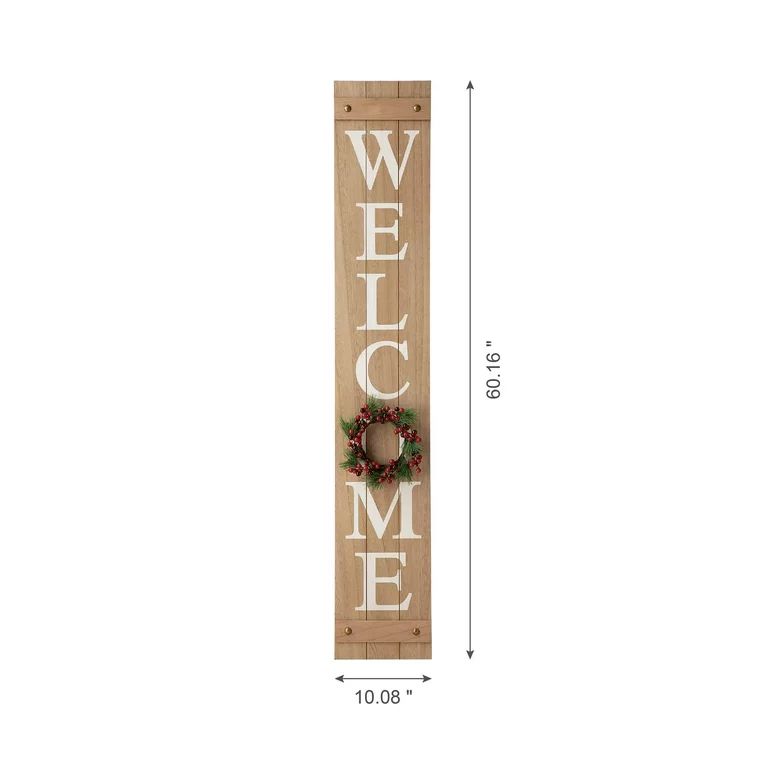 Glitzhome 60"H Wooden Welcome Porch Sign with 4 Changable wreathes Spring/ Patriotic / Fall/ Chri... | Walmart (US)