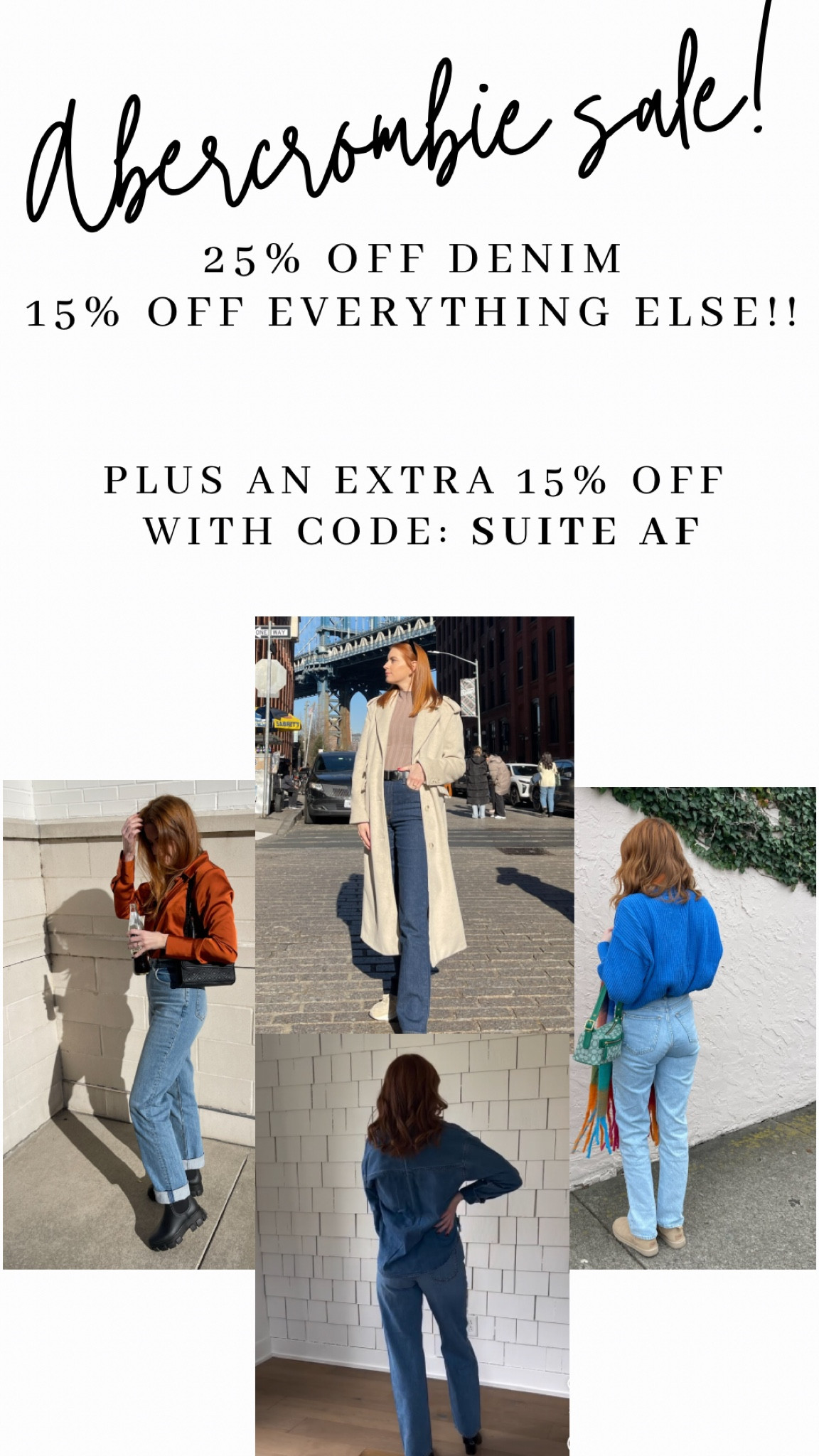Abercrombies largest denim sale of the year! 25% off denim + 15% off everything else. PLUS stack code: “SUITEAF” for another 15% off!! 



#LTKBacktoSchool #LTKStyleTip #LTKSaleAlert