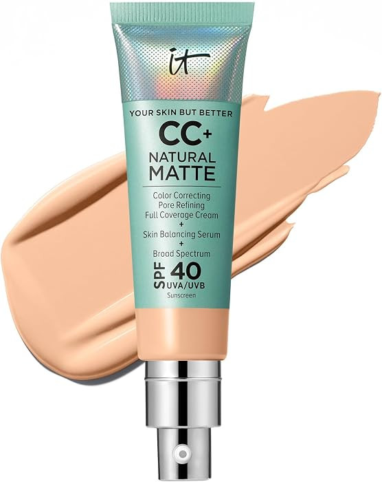 IT Cosmetics CC+ Cream Natural Matte SPF 40 - Mattifying Full Coverage Foundation Color Corrector... | Amazon (US)