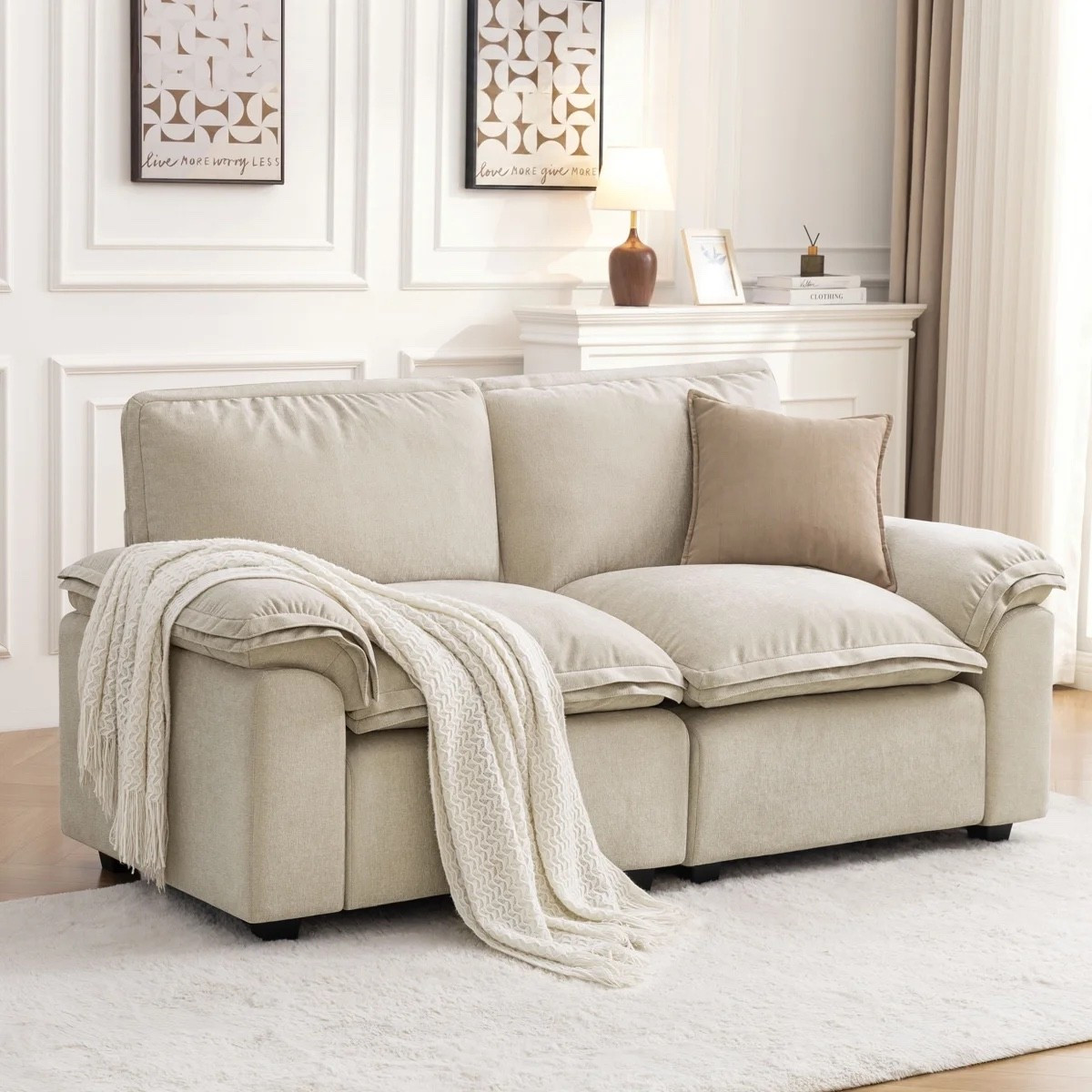 Add cozy comfort to your living room with this 72-inch chenille cloud loveseat from Wayfair. Featuring soft chenille upholstery, deep oversized cushions, plush pillow-back support, and wide track arms, this modern 2-seater is perfect for apartments, bedrooms, and small living spaces. Its cloud-like comfort makes it ideal for everyday lounging