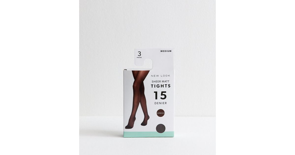 Dark Brown Pack of 3 Sheer Matt 15 Denier Tights | New Look | New Look (UK)
