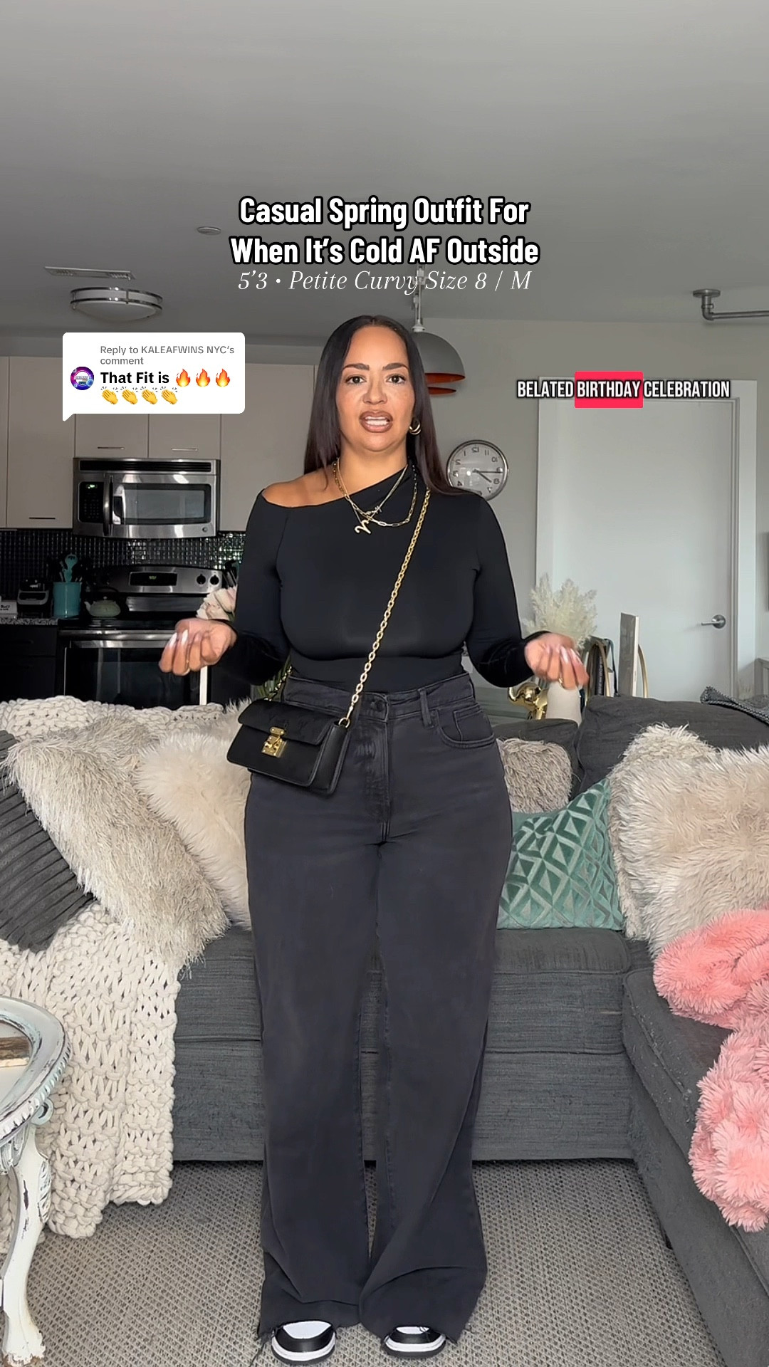 Casual weekend outfit for a cold day in early’ish spring! 🥶🌼

Sizing ⬇️

5’3 
Size 8 / Medium
Bust: 34DDD
Waist: 28”
Hips: 43”
Wearing Size Medium in the bodysuit and 8 in the jeans 

over 40, millennial, petite, petite curvy, curvy, size 8, midsize, spring outfits, wide leg jeans, bodysuit, faux fur jacket, sneakers  

#LTKSeasonal #LTKPetite #LTKStyleTip